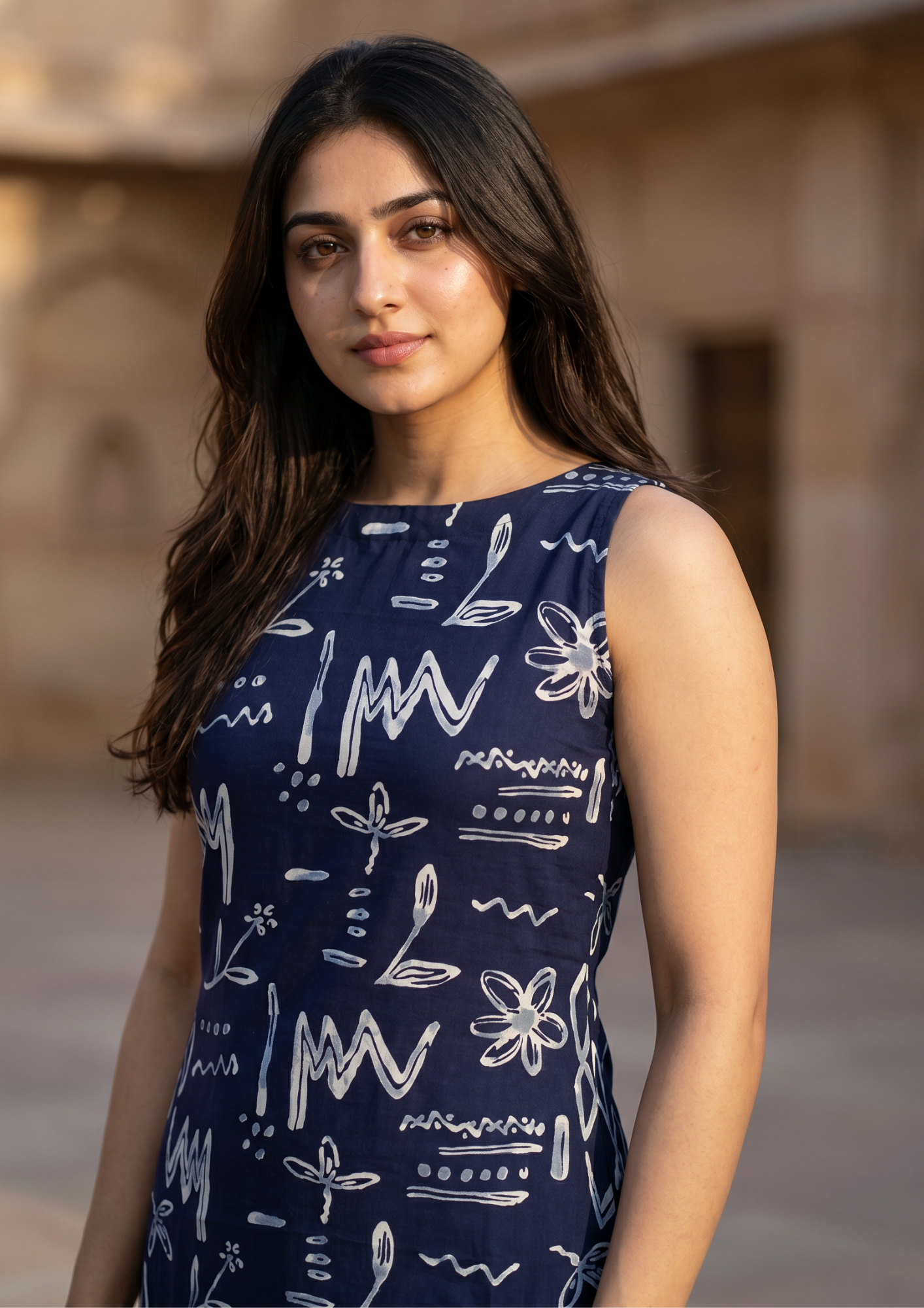 Navy Printed Cotton Co-Ord Set