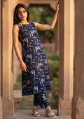Navy Printed Cotton Co-Ord Set