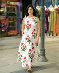 White Floral Printed Cotton Co-Ord Set